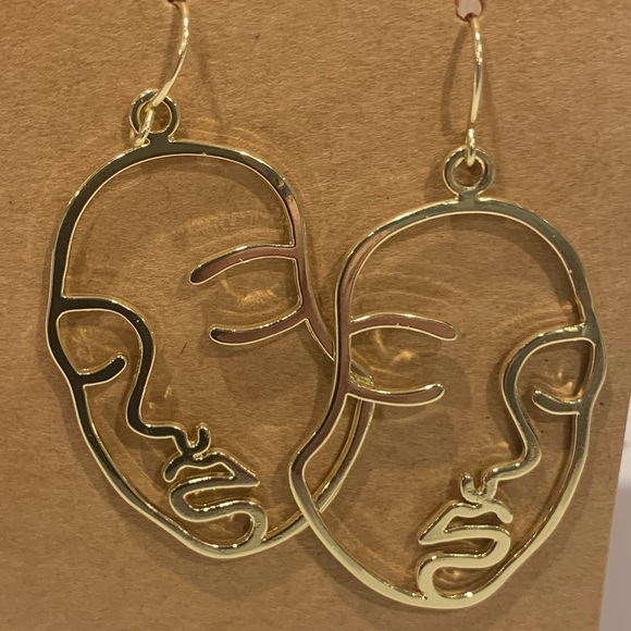 ✨NWT Abstract Minimal Face Dangle Earrings - Picture 2 of 9